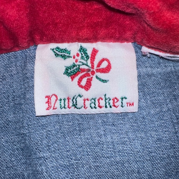Nutcracker Y2K Corduroy Collar Denim Embroidered Button Down Christmas Santa - Picture 3 of 13